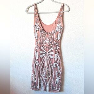 Pink Beaded + Sequin Mini Dress